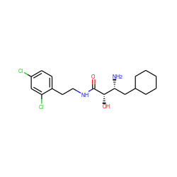 N[C@H](CC1CCCCC1)[C@H](O)C(=O)NCCc1ccc(Cl)cc1Cl ZINC000027993302