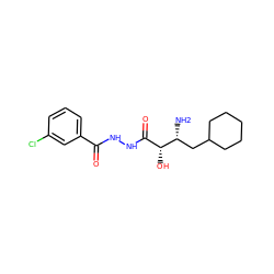 N[C@H](CC1CCCCC1)[C@H](O)C(=O)NNC(=O)c1cccc(Cl)c1 ZINC000027984305