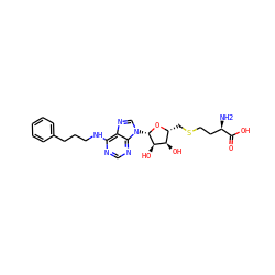 N[C@H](CCSC[C@H]1O[C@@H](n2cnc3c(NCCCc4ccccc4)ncnc32)[C@H](O)[C@@H]1O)C(=O)O ZINC000058598671