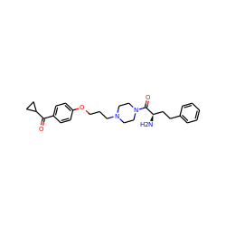 N[C@H](CCc1ccccc1)C(=O)N1CCN(CCCOc2ccc(C(=O)C3CC3)cc2)CC1 ZINC000013444788