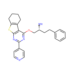 N[C@H](CCc1ccccc1)COc1nc(-c2ccncc2)nc2sc3c(c12)CCCC3 ZINC000653667561