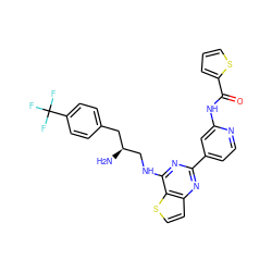 N[C@H](CNc1nc(-c2ccnc(NC(=O)c3cccs3)c2)nc2ccsc12)Cc1ccc(C(F)(F)F)cc1 ZINC000223685858