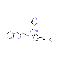 N[C@H](CNc1nc(-c2ccncc2)nc2c(/C=C/C3CC3)csc12)Cc1ccccc1 ZINC000223670550