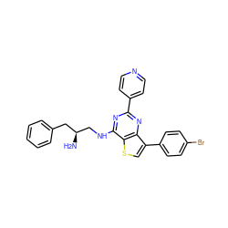 N[C@H](CNc1nc(-c2ccncc2)nc2c(-c3ccc(Br)cc3)csc12)Cc1ccccc1 ZINC000223668386