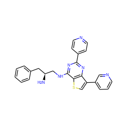 N[C@H](CNc1nc(-c2ccncc2)nc2c(-c3cccnc3)csc12)Cc1ccccc1 ZINC000223682887