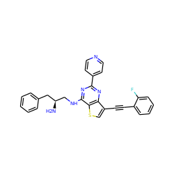 N[C@H](CNc1nc(-c2ccncc2)nc2c(C#Cc3ccccc3F)csc12)Cc1ccccc1 ZINC000223694802