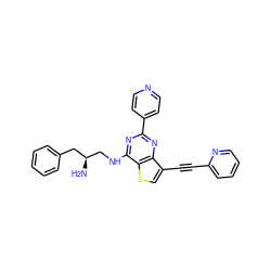 N[C@H](CNc1nc(-c2ccncc2)nc2c(C#Cc3ccccn3)csc12)Cc1ccccc1 ZINC000223694519