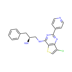 N[C@H](CNc1nc(-c2ccncc2)nc2c(Cl)csc12)Cc1ccccc1 ZINC000223665114