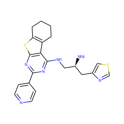 N[C@H](CNc1nc(-c2ccncc2)nc2sc3c(c12)CCCC3)Cc1cscn1 ZINC000223674115