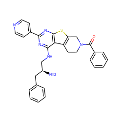 N[C@H](CNc1nc(-c2ccncc2)nc2sc3c(c12)CCN(C(=O)c1ccccc1)C3)Cc1ccccc1 ZINC000223674980