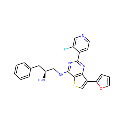 N[C@H](CNc1nc(-c2ccncc2F)nc2c(-c3ccco3)csc12)Cc1ccccc1 ZINC000223677101