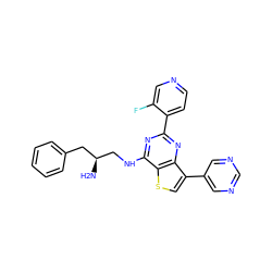 N[C@H](CNc1nc(-c2ccncc2F)nc2c(-c3cncnc3)csc12)Cc1ccccc1 ZINC000223692927