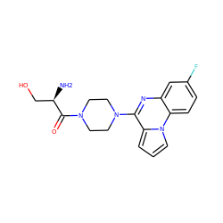 N[C@H](CO)C(=O)N1CCN(c2nc3cc(F)ccc3n3cccc23)CC1 ZINC000040394791