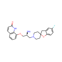 N[C@H](COc1cccc2ccc(=O)[nH]c12)CN1CCC2(CC1)Cc1cc(F)ccc1O2 ZINC000103235637