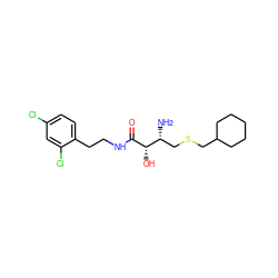 N[C@H](CSCC1CCCCC1)[C@H](O)C(=O)NCCc1ccc(Cl)cc1Cl ZINC000027990458