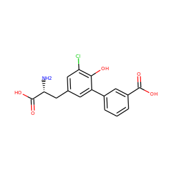 N[C@H](Cc1cc(Cl)c(O)c(-c2cccc(C(=O)O)c2)c1)C(=O)O ZINC001772640180