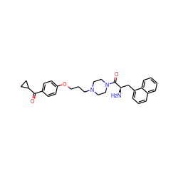 N[C@H](Cc1cccc2ccccc12)C(=O)N1CCN(CCCOc2ccc(C(=O)C3CC3)cc2)CC1 ZINC000013444805