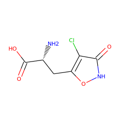 N[C@H](Cc1o[nH]c(=O)c1Cl)C(=O)O ZINC000006854861