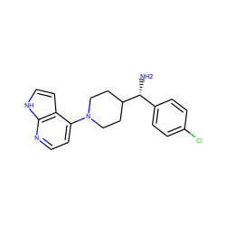 N[C@H](c1ccc(Cl)cc1)C1CCN(c2ccnc3[nH]ccc23)CC1 ZINC000029052376