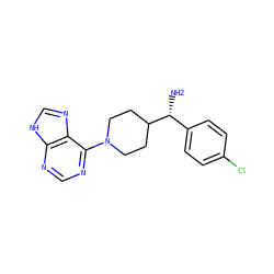 N[C@H](c1ccc(Cl)cc1)C1CCN(c2ncnc3[nH]cnc23)CC1 ZINC000029050661