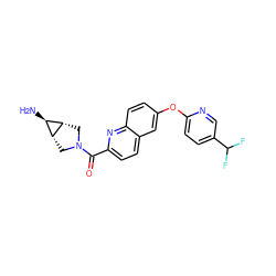 N[C@H]1[C@@H]2CN(C(=O)c3ccc4cc(Oc5ccc(C(F)F)cn5)ccc4n3)C[C@H]12 ZINC001772646690