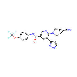 N[C@H]1[C@@H]2CN(c3ncc(C(=O)Nc4ccc(OC(F)(F)F)cc4)cc3-c3cc[nH]n3)C[C@H]12 ZINC001772647797