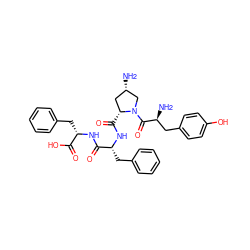 N[C@H]1C[C@@H](C(=O)N[C@H](Cc2ccccc2)C(=O)N[C@@H](Cc2ccccc2)C(=O)O)N(C(=O)[C@@H](N)Cc2ccc(O)cc2)C1 ZINC000095554814