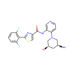 N[C@H]1C[C@@H](O)CN(c2ccncc2NC(=O)c2csc(-c3c(F)cccc3F)n2)C1 ZINC000169706489