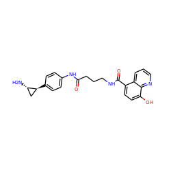 N[C@H]1C[C@@H]1c1ccc(NC(=O)CCCNC(=O)c2ccc(O)c3ncccc23)cc1 ZINC000103252445