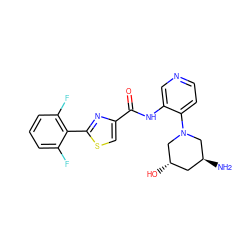 N[C@H]1C[C@H](O)CN(c2ccncc2NC(=O)c2csc(-c3c(F)cccc3F)n2)C1 ZINC000169225621