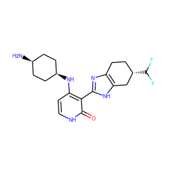 N[C@H]1CC[C@@H](Nc2cc[nH]c(=O)c2-c2nc3c([nH]2)C[C@@H](C(F)F)CC3)CC1 ZINC000653729573