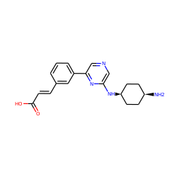 N[C@H]1CC[C@@H](Nc2cncc(-c3cccc(/C=C/C(=O)O)c3)n2)CC1 ZINC000100418396