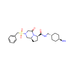 N[C@H]1CC[C@H](CNC(=O)[C@H]2CC[C@H]3CN(S(=O)(=O)Cc4ccccc4)CC(=O)N32)CC1 ZINC000261091660