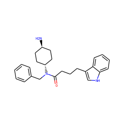 N[C@H]1CC[C@H](N(Cc2ccccc2)C(=O)CCCc2c[nH]c3ccccc23)CC1 ZINC000253660092