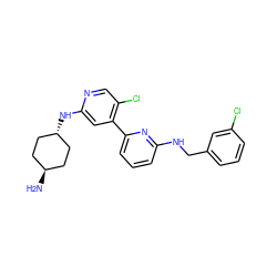 N[C@H]1CC[C@H](Nc2cc(-c3cccc(NCc4cccc(Cl)c4)n3)c(Cl)cn2)CC1 ZINC000261139409