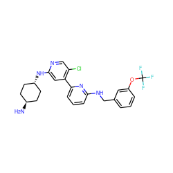 N[C@H]1CC[C@H](Nc2cc(-c3cccc(NCc4cccc(OC(F)(F)F)c4)n3)c(Cl)cn2)CC1 ZINC000261181985