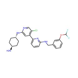 N[C@H]1CC[C@H](Nc2cc(-c3cccc(NCc4cccc(OC(F)F)c4)n3)c(Cl)cn2)CC1 ZINC000261098815