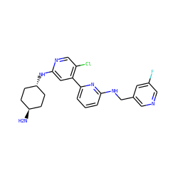 N[C@H]1CC[C@H](Nc2cc(-c3cccc(NCc4cncc(F)c4)n3)c(Cl)cn2)CC1 ZINC000261100495