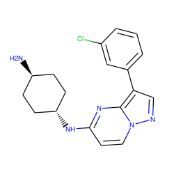 N[C@H]1CC[C@H](Nc2ccn3ncc(-c4cccc(Cl)c4)c3n2)CC1 ZINC000299838415