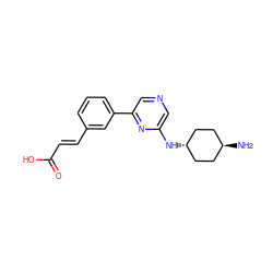 N[C@H]1CC[C@H](Nc2cncc(-c3cccc(/C=C/C(=O)O)c3)n2)CC1 ZINC000100418305