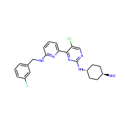 N[C@H]1CC[C@H](Nc2ncc(Cl)c(-c3cccc(NCc4cccc(F)c4)n3)n2)CC1 ZINC000261186673