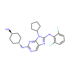 N[C@H]1CC[C@H](Nc2ncc3nc(Nc4c(F)cccc4F)n(C4CCCC4)c3n2)CC1 ZINC000254133003