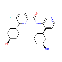 N[C@H]1CCC[C@@H](c2ccncc2NC(=O)c2ccc(F)c([C@H]3CC[C@H](O)CC3)n2)C1 ZINC000139448235