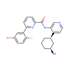 N[C@H]1CCC[C@@H](c2ccncc2NC(=O)c2cccc(-c3cc(O)ccc3F)n2)C1 ZINC000140245430