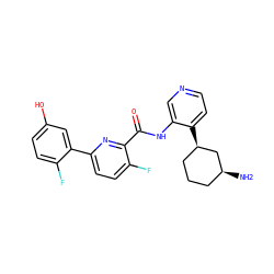 N[C@H]1CCC[C@@H](c2ccncc2NC(=O)c2nc(-c3cc(O)ccc3F)ccc2F)C1 ZINC000140277753