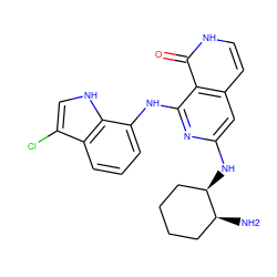 N[C@H]1CCCC[C@H]1Nc1cc2cc[nH]c(=O)c2c(Nc2cccc3c(Cl)c[nH]c23)n1 ZINC000169342732