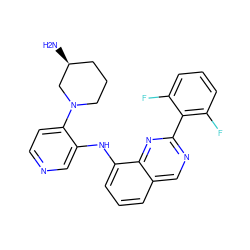 N[C@H]1CCCN(c2ccncc2Nc2cccc3cnc(-c4c(F)cccc4F)nc23)C1 ZINC000116904111