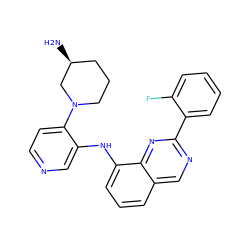 N[C@H]1CCCN(c2ccncc2Nc2cccc3cnc(-c4ccccc4F)nc23)C1 ZINC000116905072