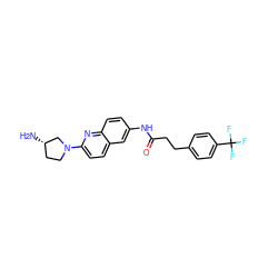 N[C@H]1CCN(c2ccc3cc(NC(=O)CCc4ccc(C(F)(F)F)cc4)ccc3n2)C1 ZINC000036351853