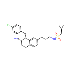 N[C@H]1CCc2ccc(CCCNS(=O)(=O)CC3CC3)cc2[C@H]1Cc1ccc(Cl)cc1 ZINC000199682059